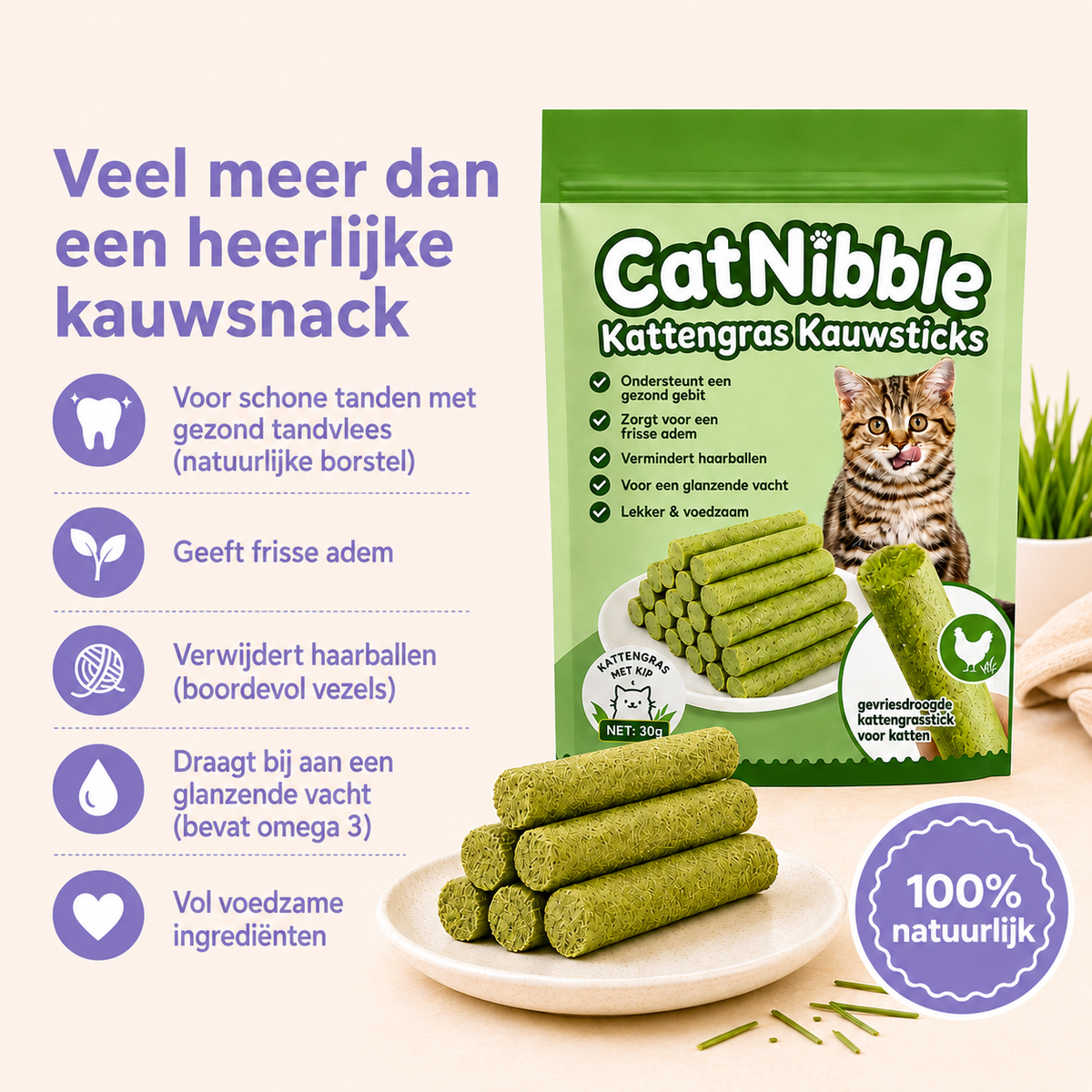 CatNibble™ Kattengras Kauwsticks