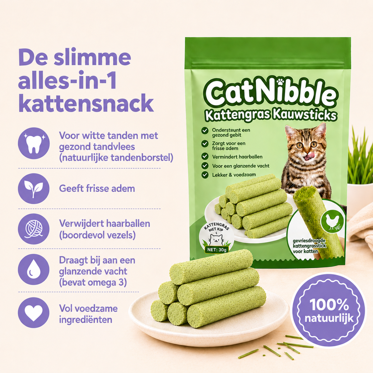 CatNibble™ Kattengras Kauwsticks